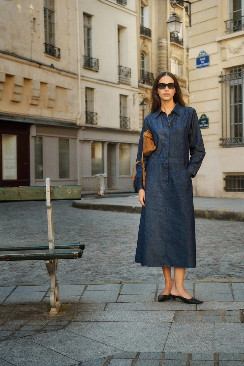 Soaked in Luxury Chamy Shirt Dress in Dark Blue Denim