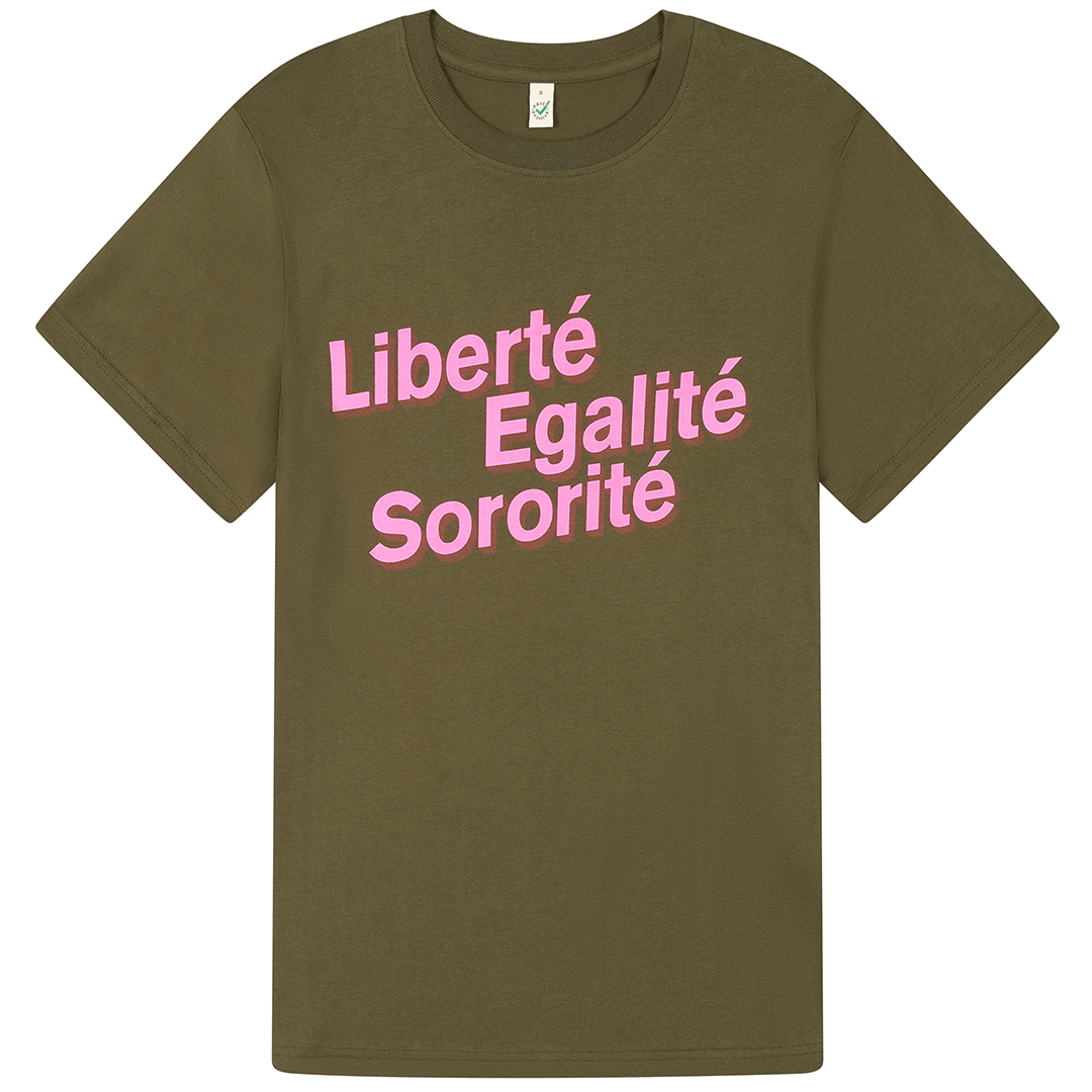 Black & Beech - Liberté, Egalité, Sororité® Khaki Organic Cotton T-Shirt