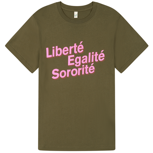 Black & Beech - Liberté, Egalité, Sororité® Khaki Organic Cotton T-Shirt