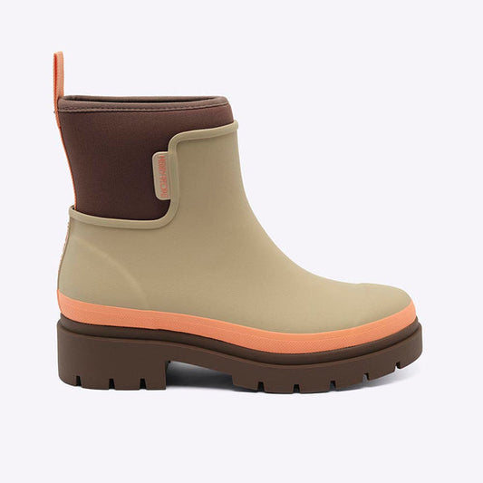 Merry People Tully Ankle Wellies in Taupe & Apricot