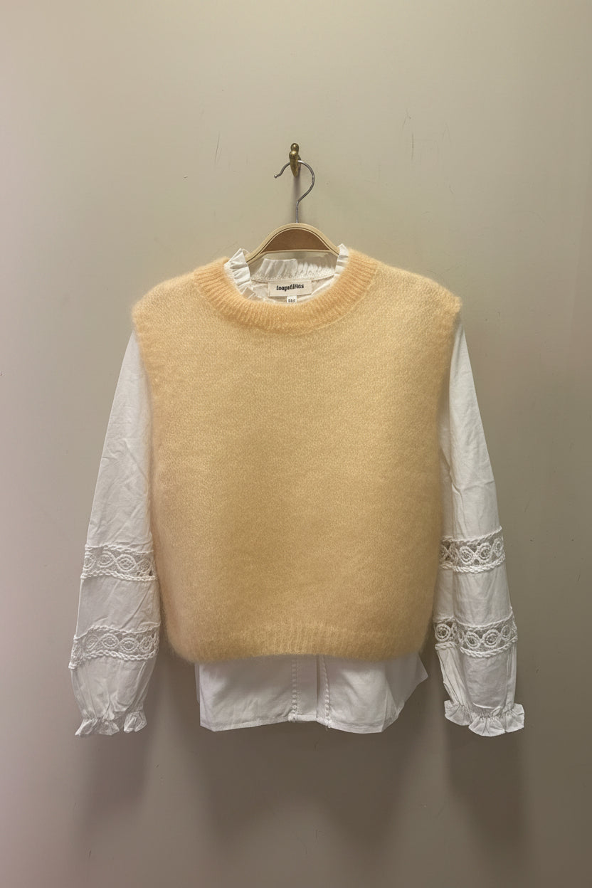 Florence Fluffy Mohair Knit Tank Top in Peach