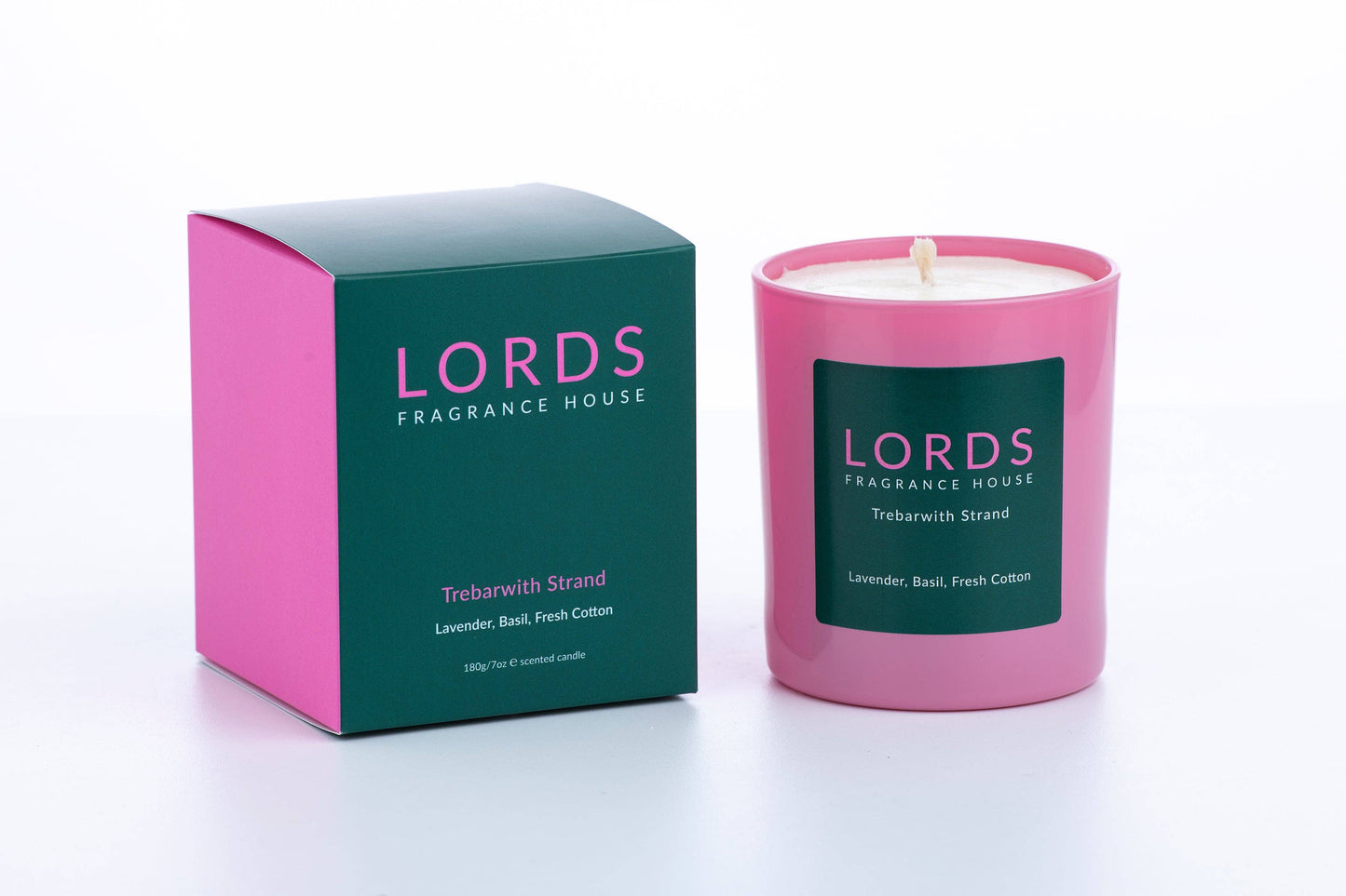 LORDS Fragrance House - Trebarwith Pink Glass Candle