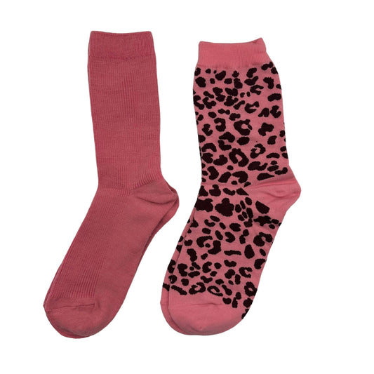 Sixton London - Pink Barcelona & leopard sock box duo with lightning bolt