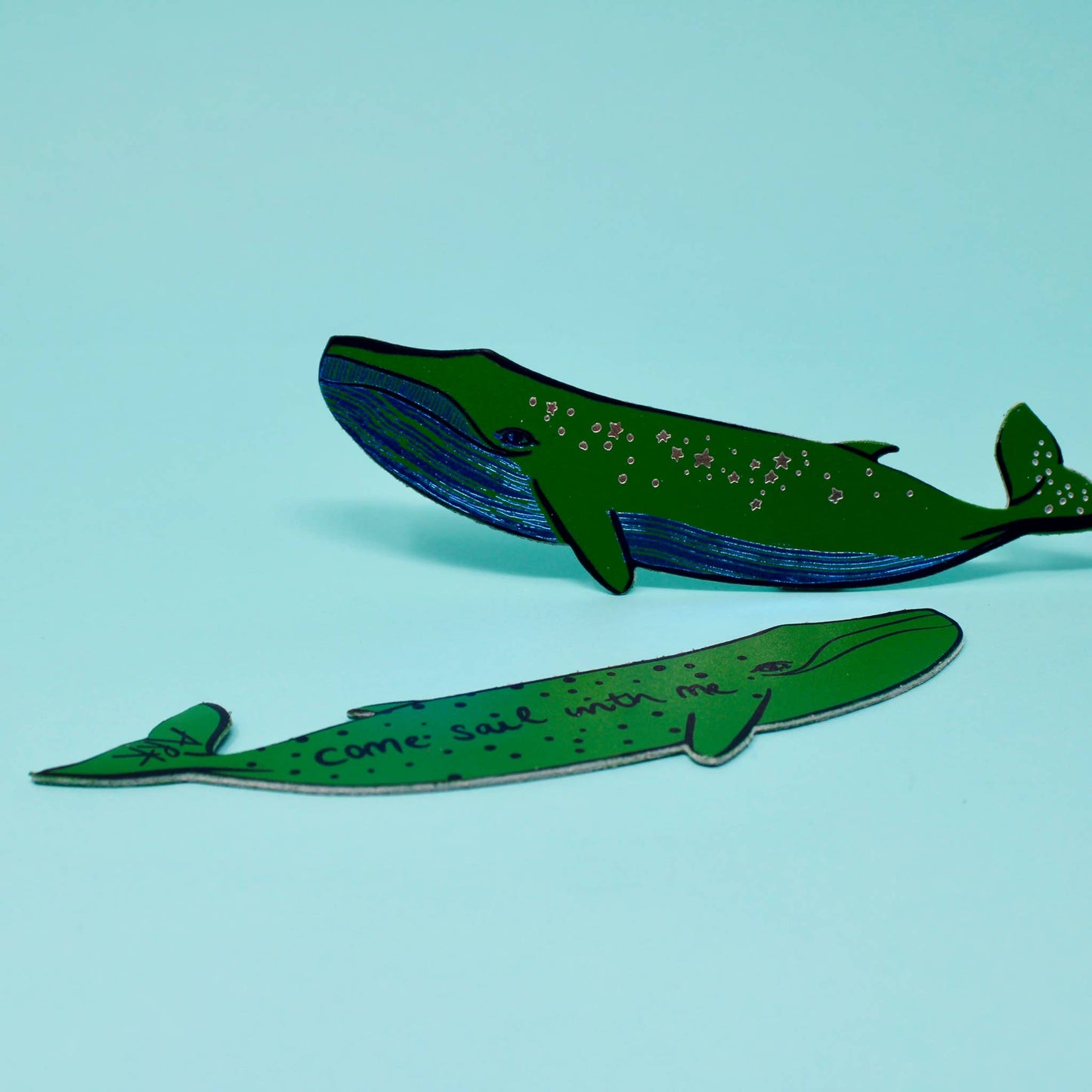 Arc Colour Design Whale 'Sail with Me' Bookmark: Heritage Blue