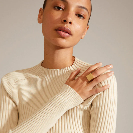 PULSE recycled signet ring gold-plated