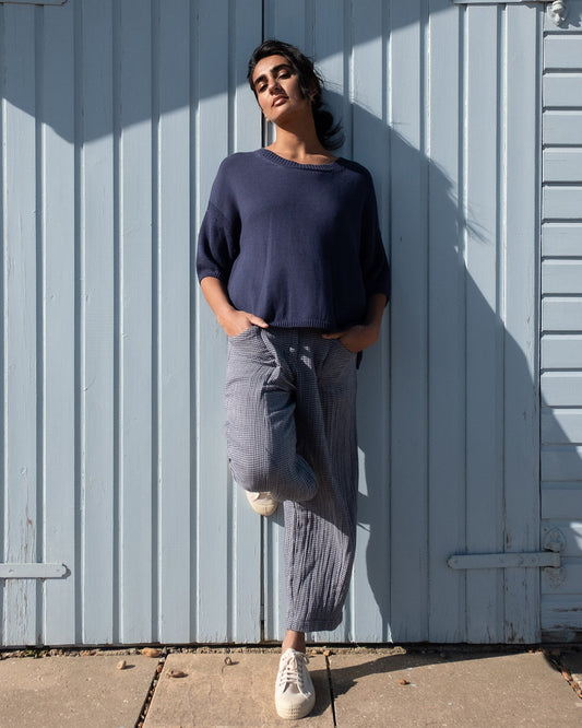 Bibico Lorren Trousers in Navy Check