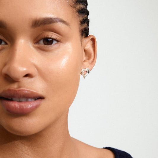 Pilgrim TIDE Heart Earrings, Silver-Plated