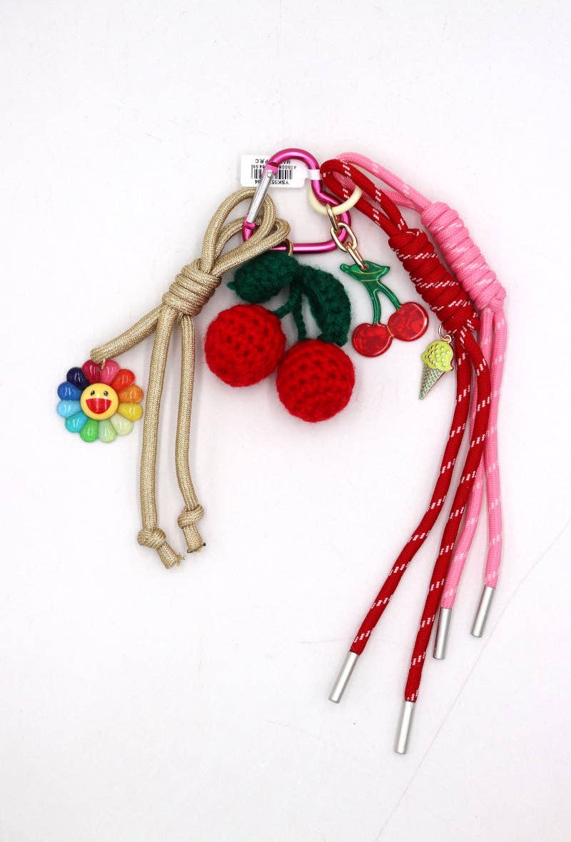 Cherry Ice Flower Bag Charm in Red