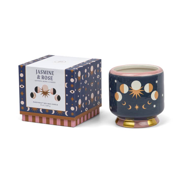 A Dopo Hearts Moon Ceramic Candle - Jasmine & Rose 8oz/226g