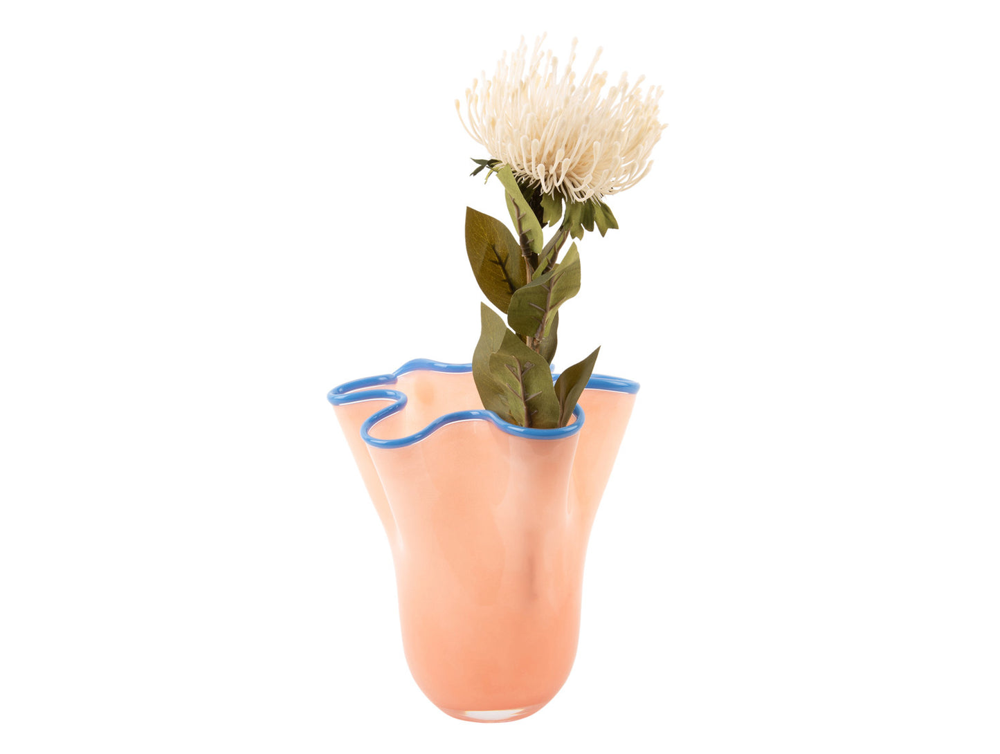 Present Time Vase Ruffles in Peach Orange, Medium