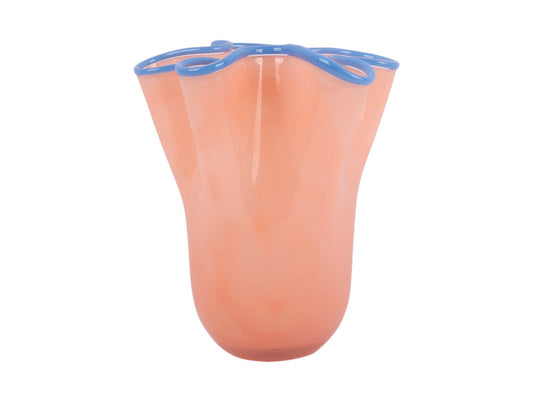 Present Time Vase Ruffles in Peach Orange, Medium