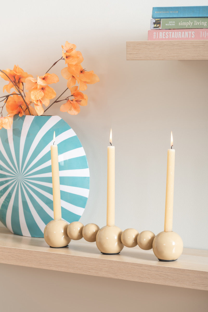 Present Time Candle Holder Bubbles Straight in Soft Brown