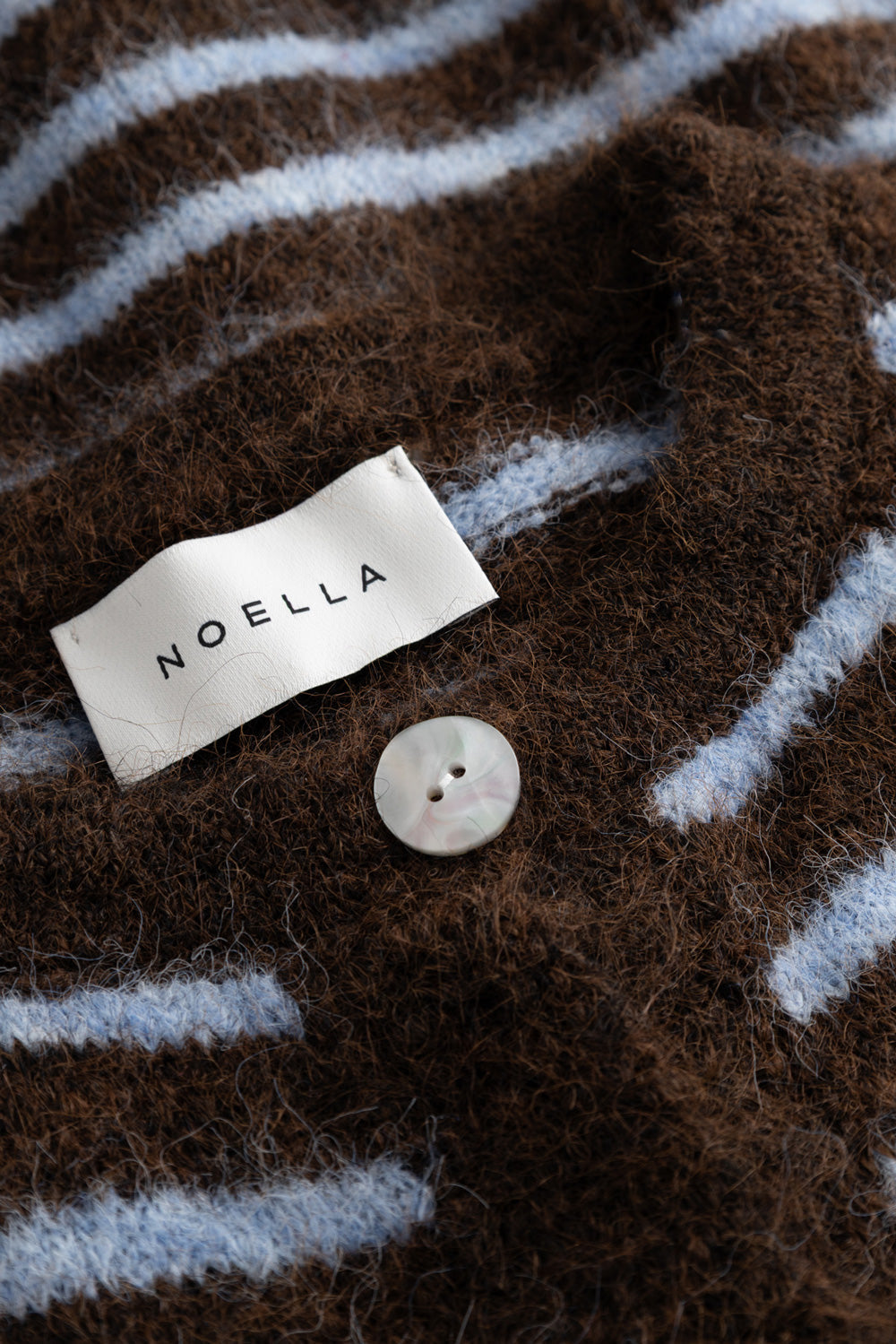 Noella Mertice Knit Cardigan in Brown Blue Stripe