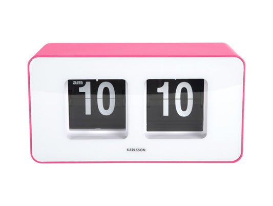 Present Time Wall/Table Clock Funky Flip in Bright Pink