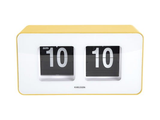 Present Time Wall/Table Clock Funky Flip in Bright Yellow