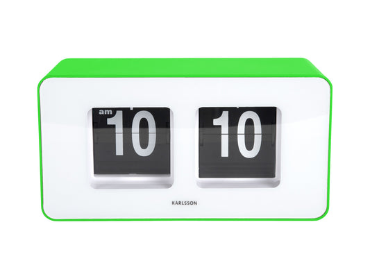 Present Time Wall/Table Clock Funky Flip in Bright Green