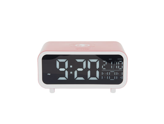 Present Time Alarm Clock Chunky LED w. Phone Charger in Rose Tan