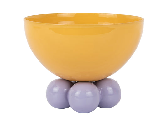 Present Time Medium Double Funky Bowl in Bright Yellow & Soft Purple