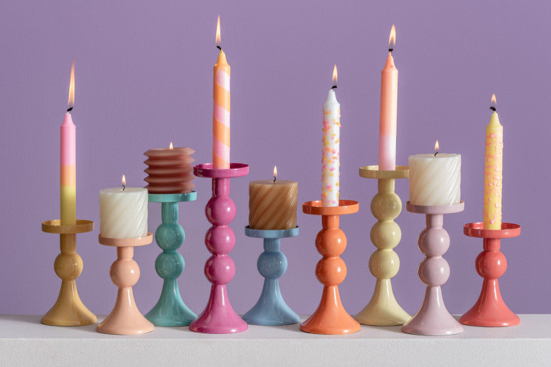 Present Time Candle Holder Funky Small in Light Yellow