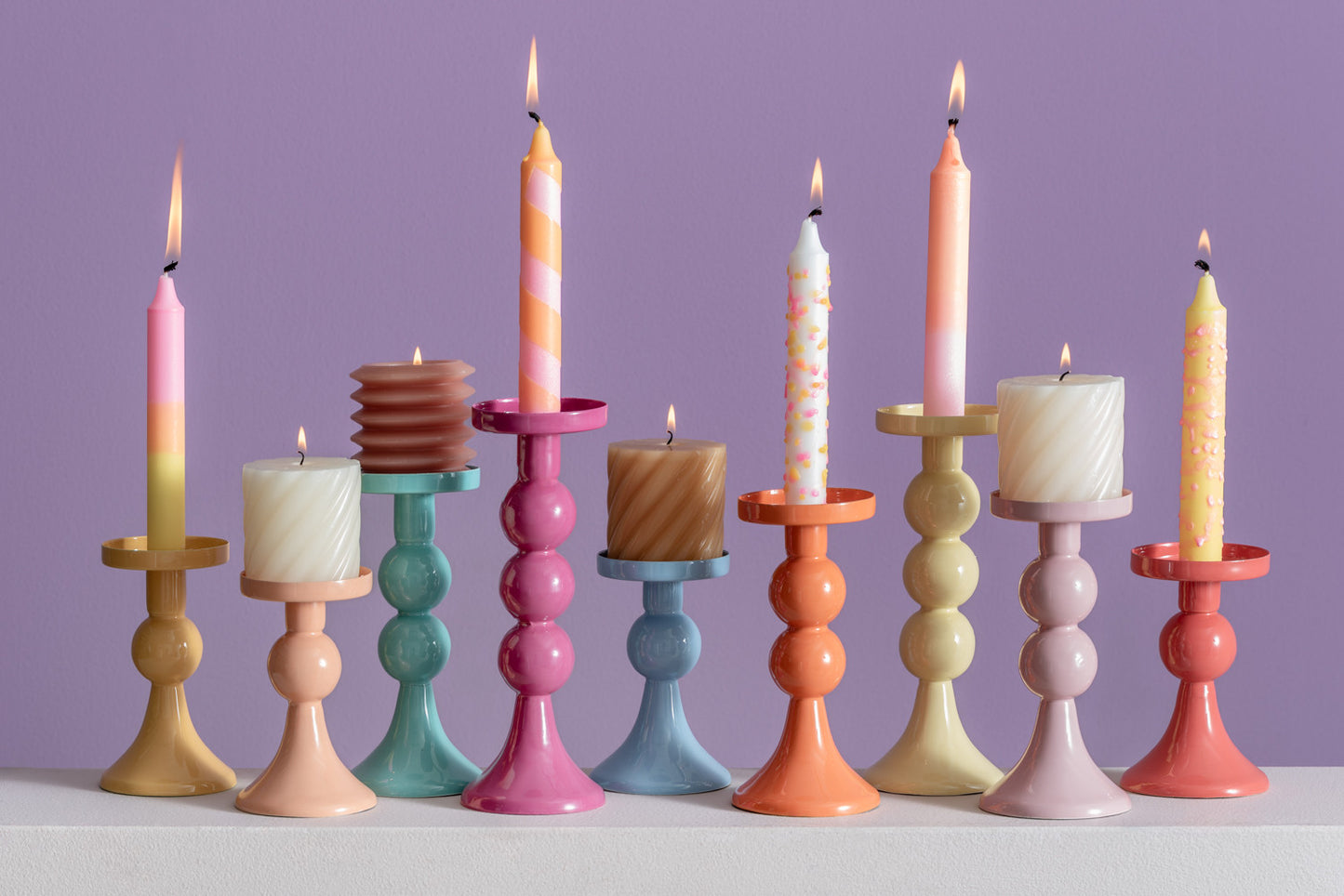 Present Time Candle Holder Funky Medium in Light Pink