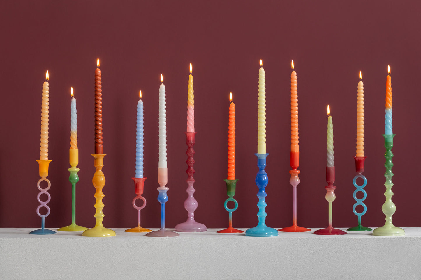 Present Time Duo Colores Small Candle Holder in Warm Purple & Soft Green