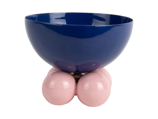Present Time Medium Double Funky Bowl in Cobalt Blue & Soft Pink
