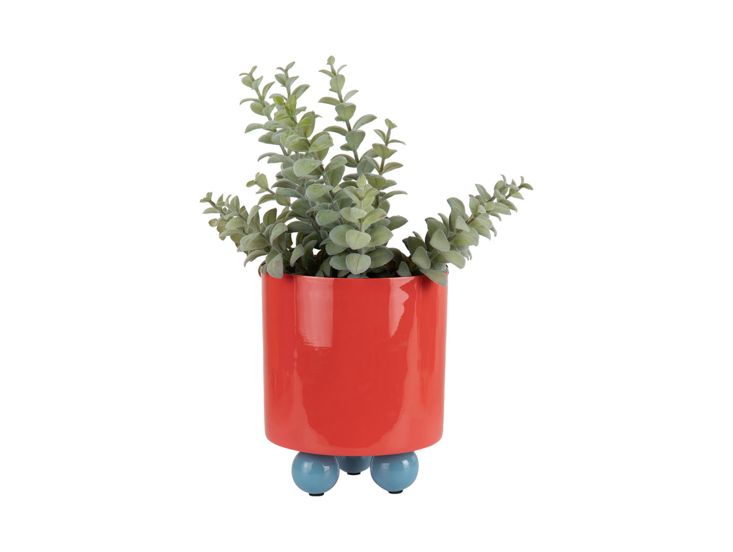Present Time Plant Pot Double Funky Small in Bright Red & Classic Blue