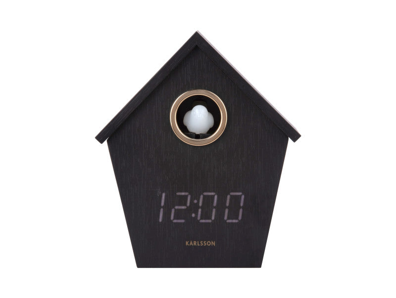Present Time Alarm Clock Riqueza Cuckoo LED in Black