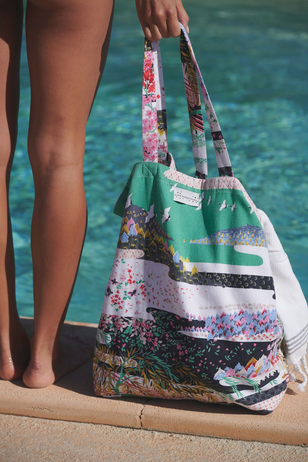 One Hundred Stars Spring White Canvas Bag