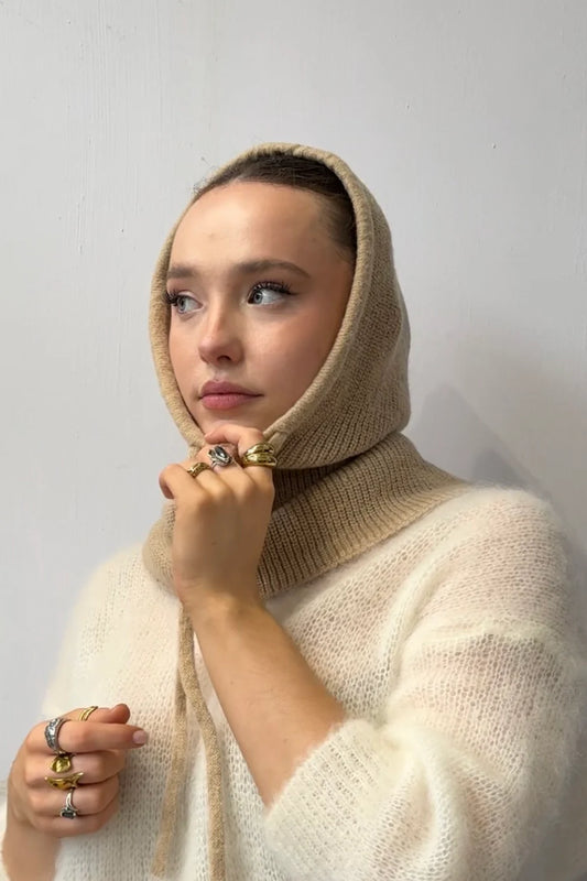 Ost London Rikke Cashmere mix Balaclava -Taupe