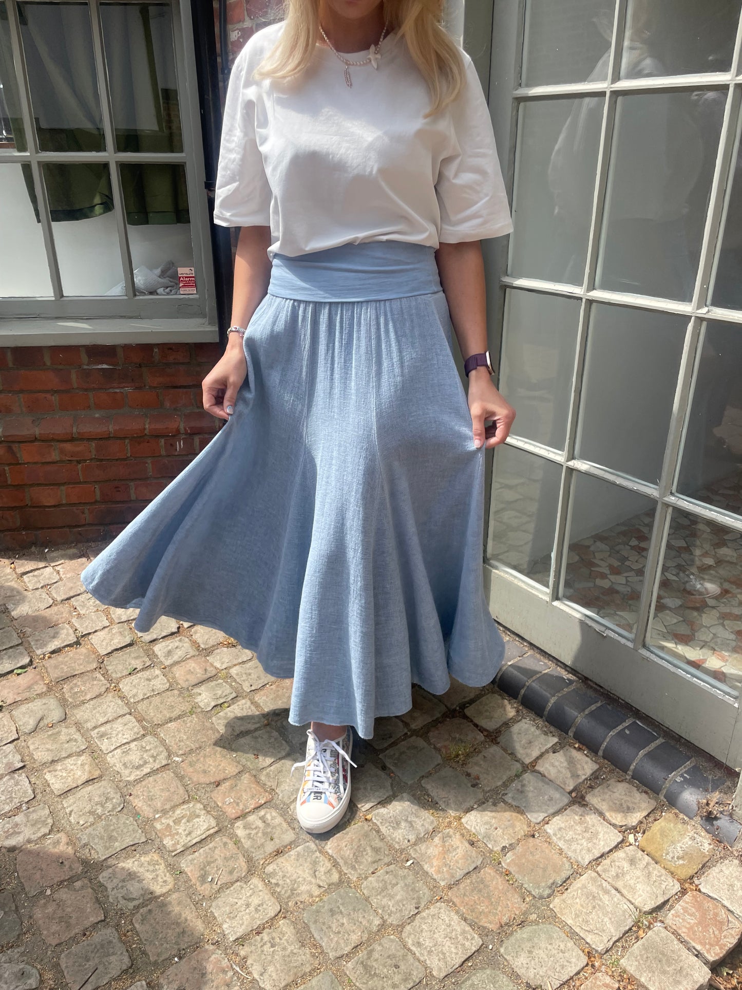 Jersey Waist Linen Texture Skirt