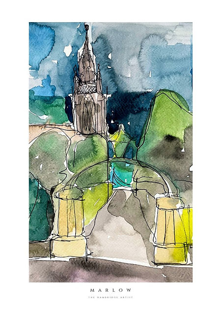The Hambridge Artist Marlow Church Unframed Print 40x50cm