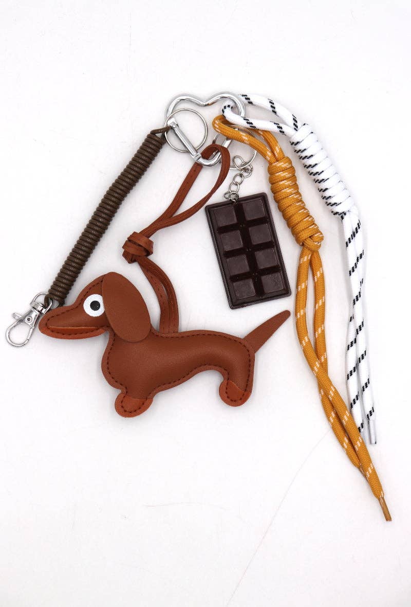 Dachshund Bag Charm in Brown