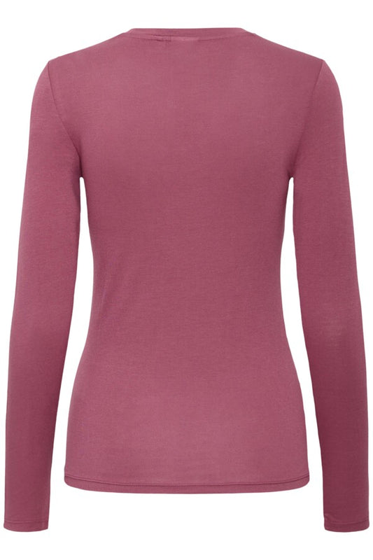 ICHI Philuca Long Sleeved Tee in Maroon