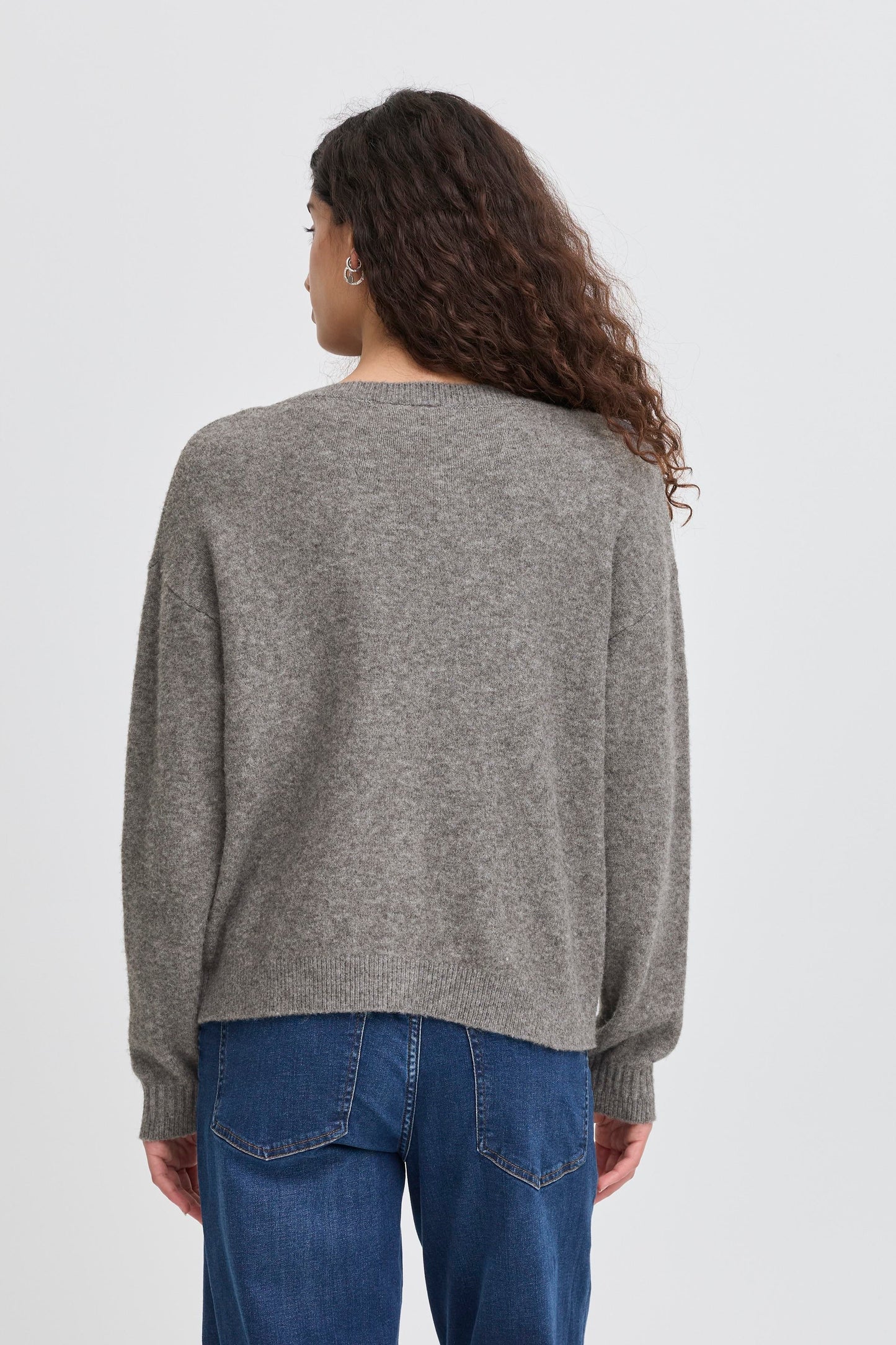 ICHI Dasila Cardigan in Dark Grey Melange