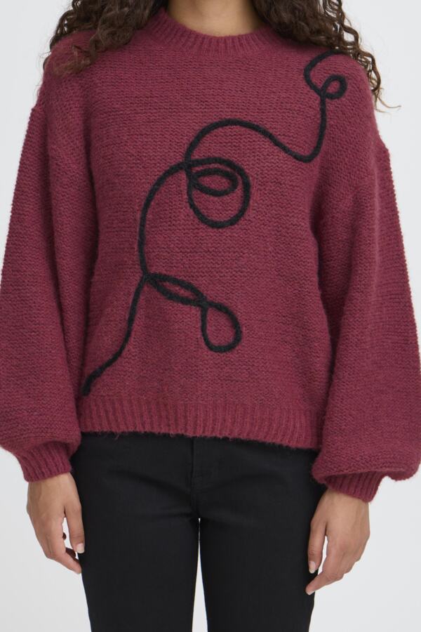 ICHI Catrina LS Pullover in Maroon