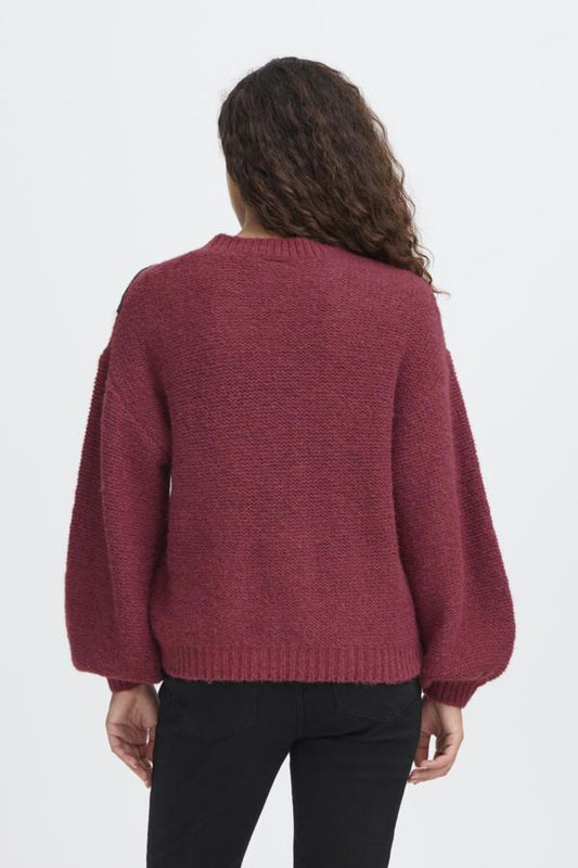 ICHI Catrina LS Pullover in Maroon
