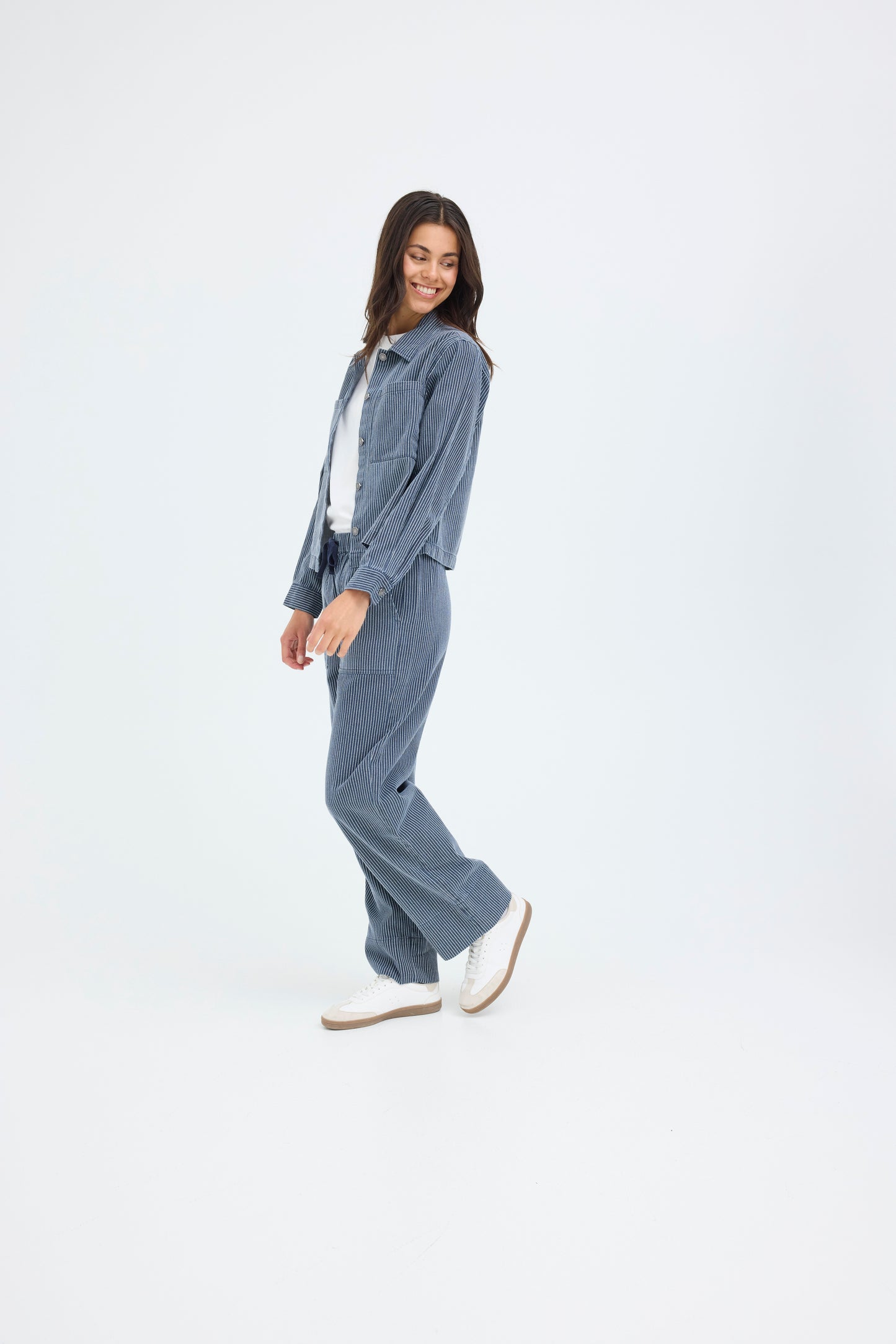 Fransa Winni Salomi Pant in Navy Blazer Stripe