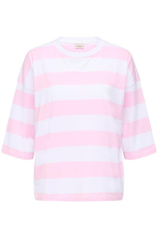 Fransa Milda Tee in White w. Cameo Pink