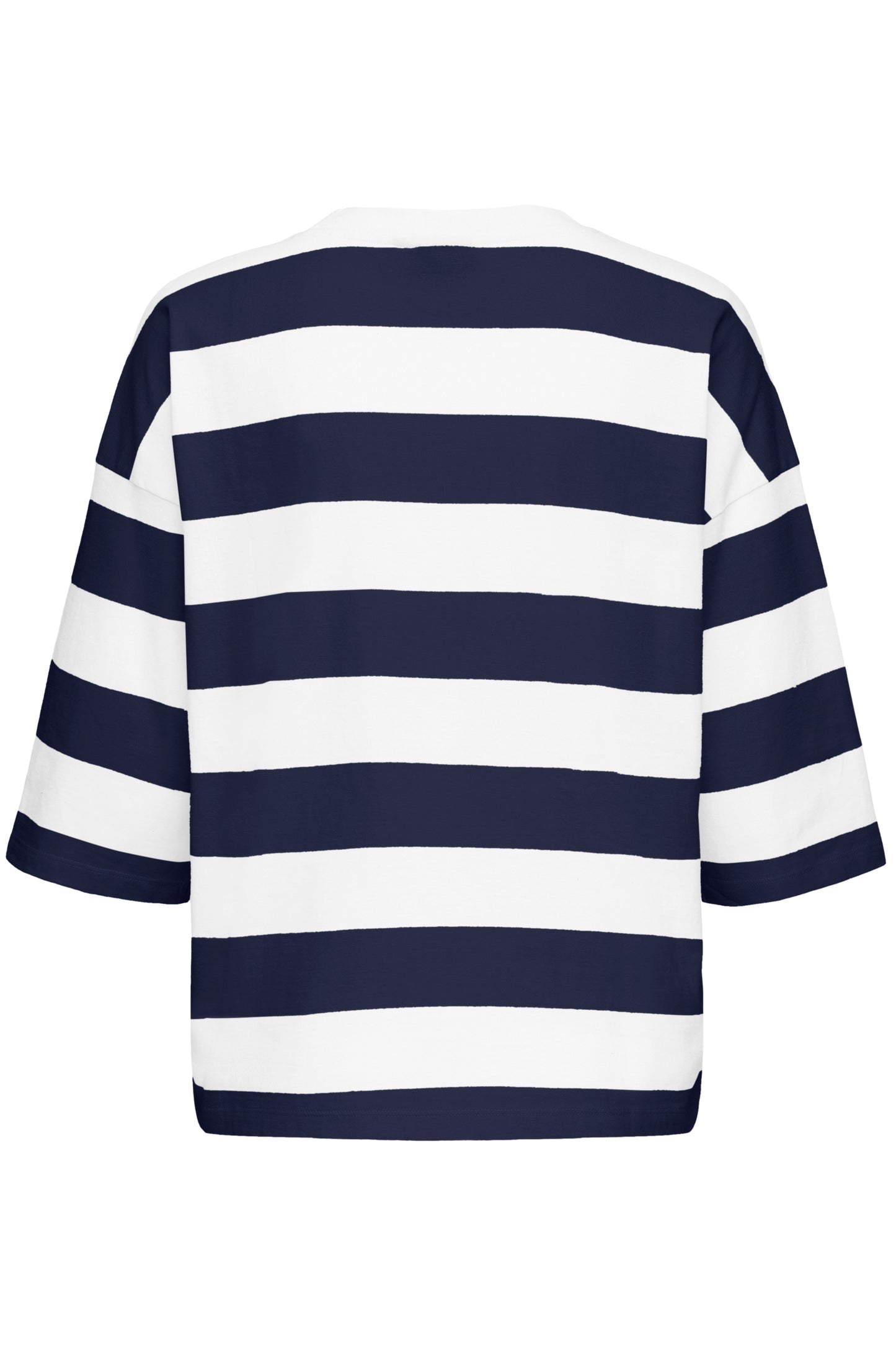 Fransa Milda Tee 1 in White with Navy Stripe
