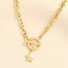Lisa Angel - Stainless Steel Chunky T-Bar Star Charm Necklace in Gold