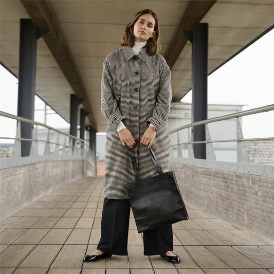 KAFFE Gerly Coat Black/Beige Mini Check