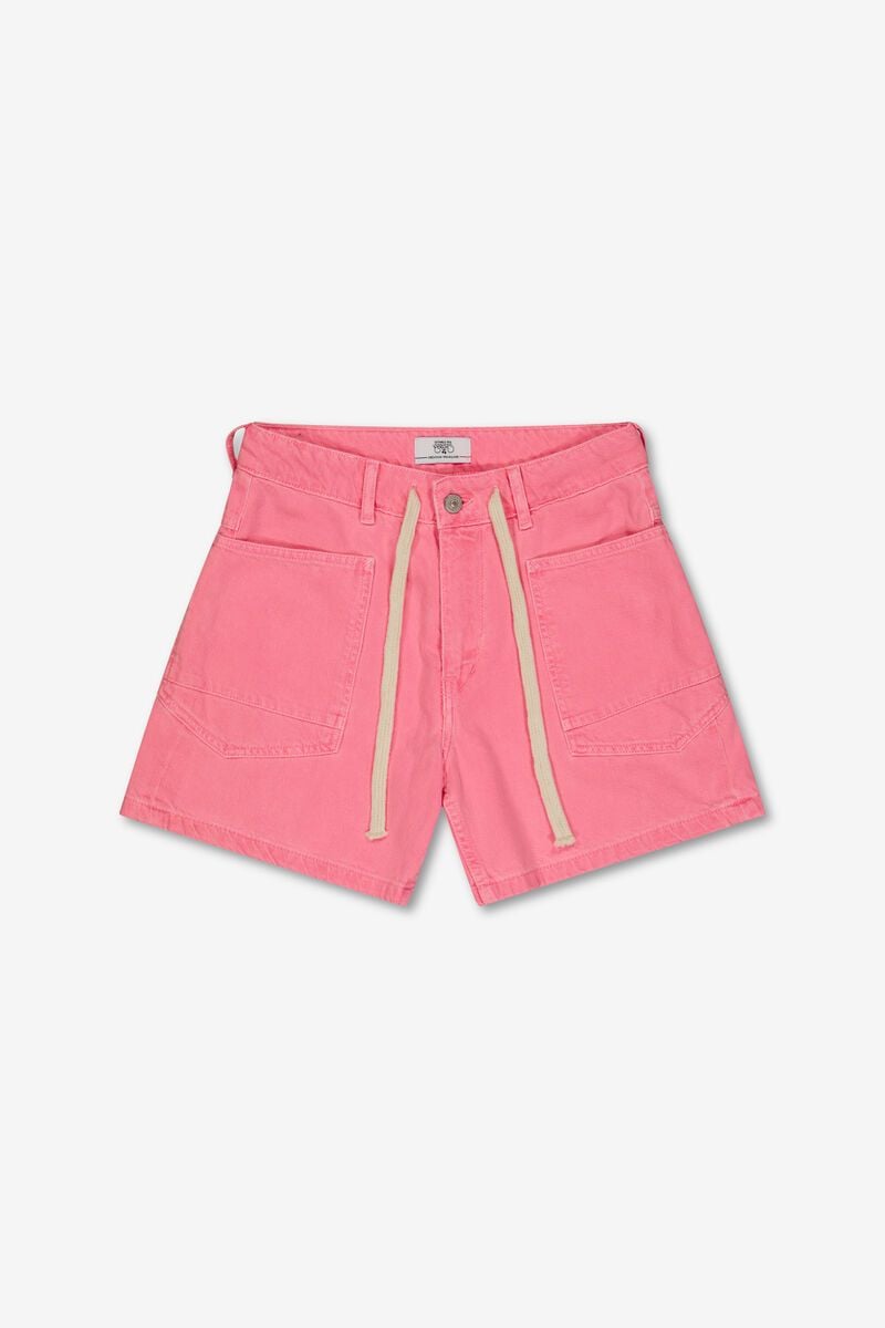 Les Temps Perises Mado Denim Shorts in Fluro Pink