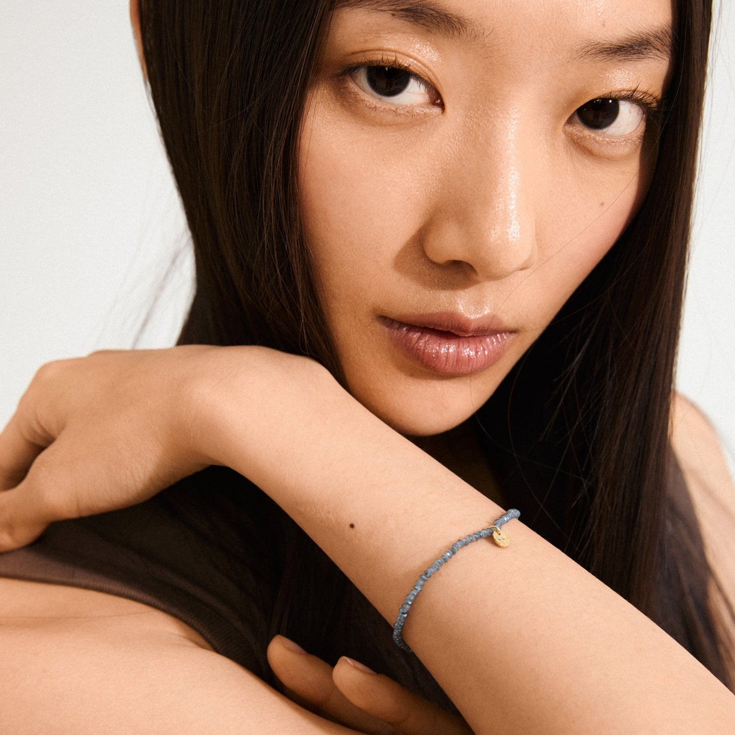 Pilgrim INDIE bracelet dusty blue, gold-plated
