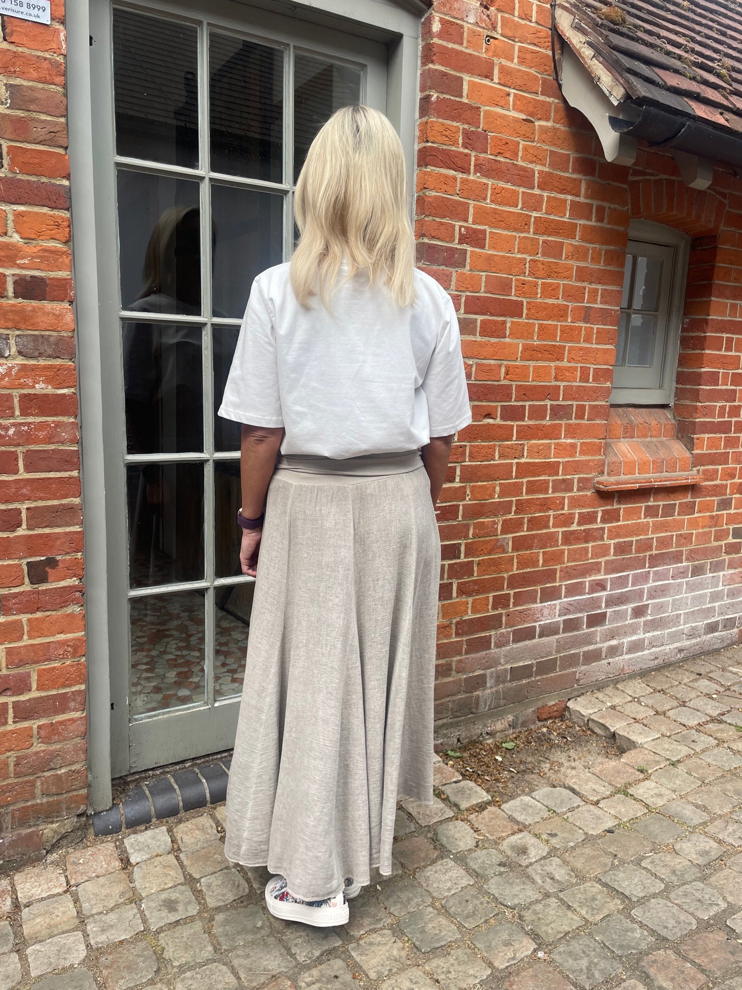 Jersey Waist Linen Texture Skirt