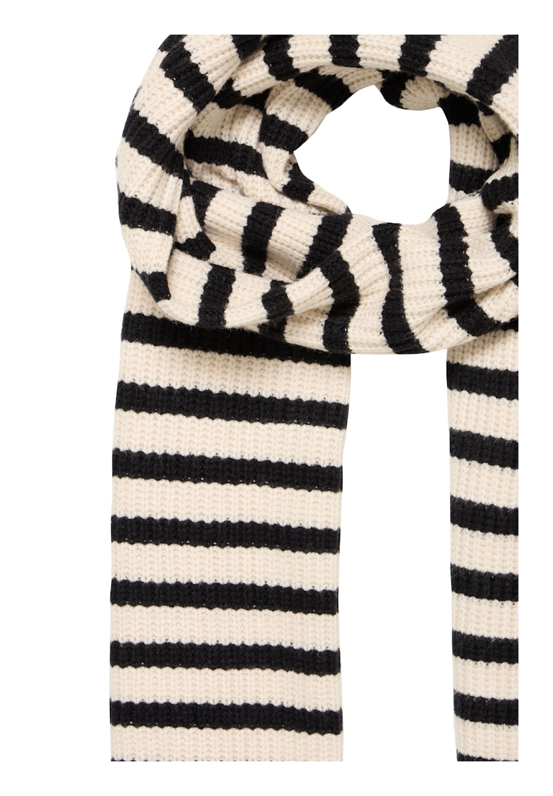 Fransa Stripy Scarf in Whisper White Mix