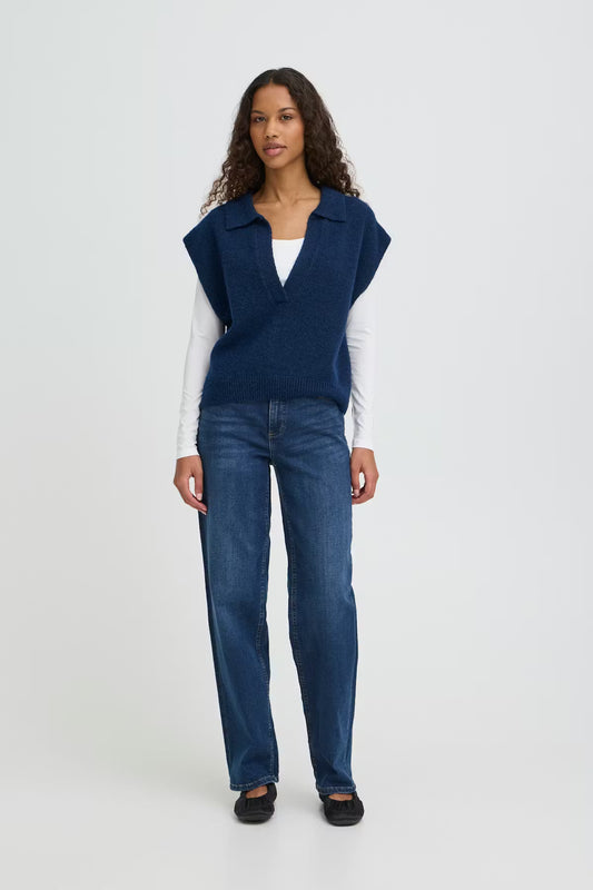 ICHI Povoke Tank Top in Blueprint