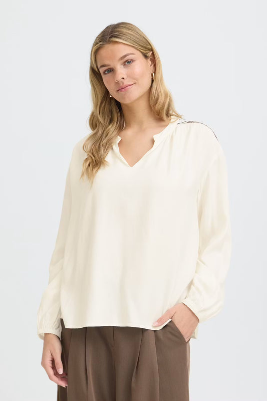 Fransa Helene Blouse in Whisper White