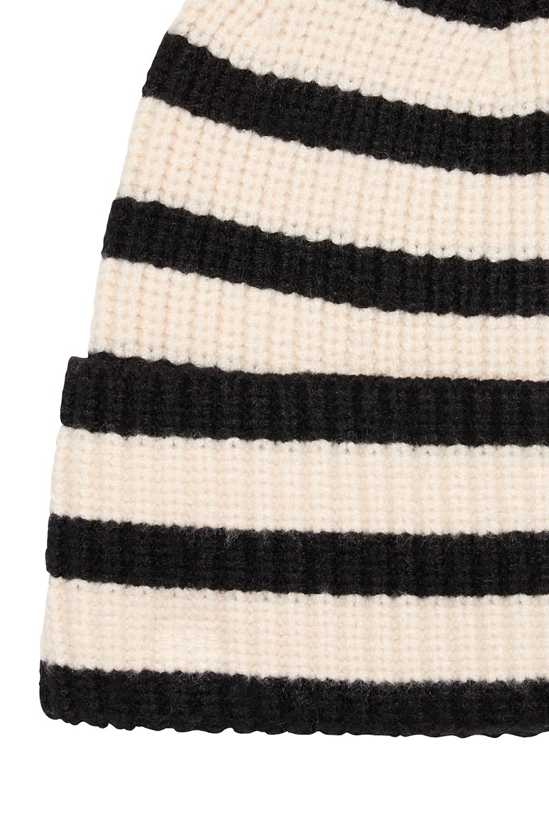 Fransa Stripy Hat in Whisper White Mix