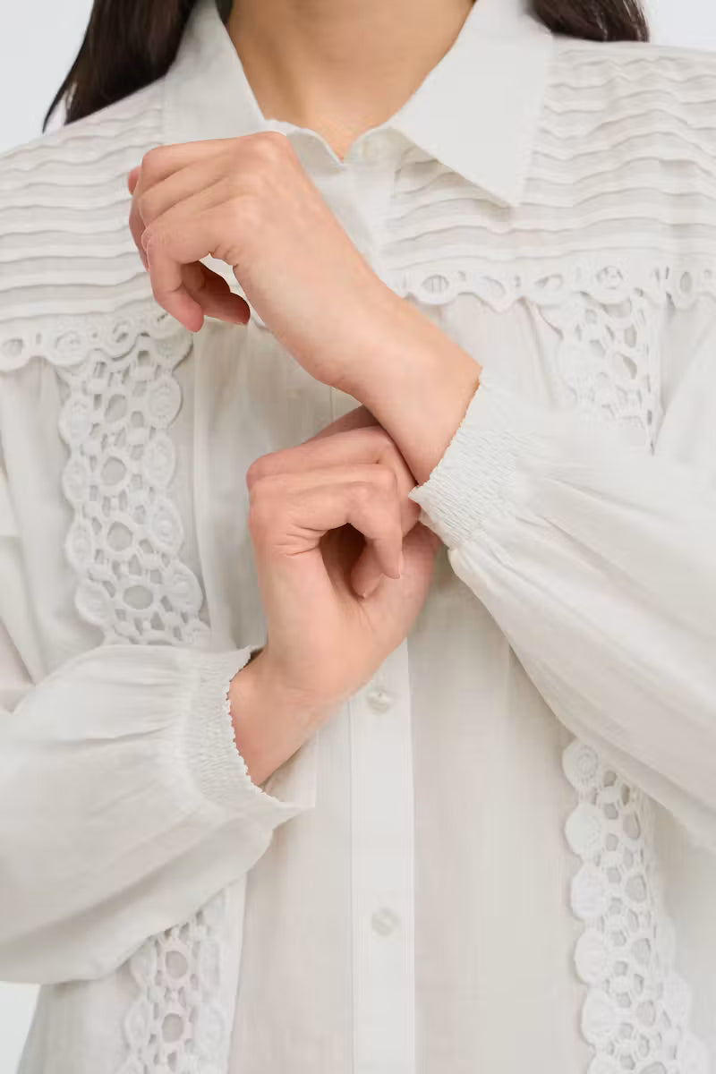 Fransa Lacita Shirt in Blanc De Blanc